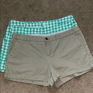 Women’s Shorts Bundle- 1 Khaki & 1 Green Checkered. 100% Cotton!